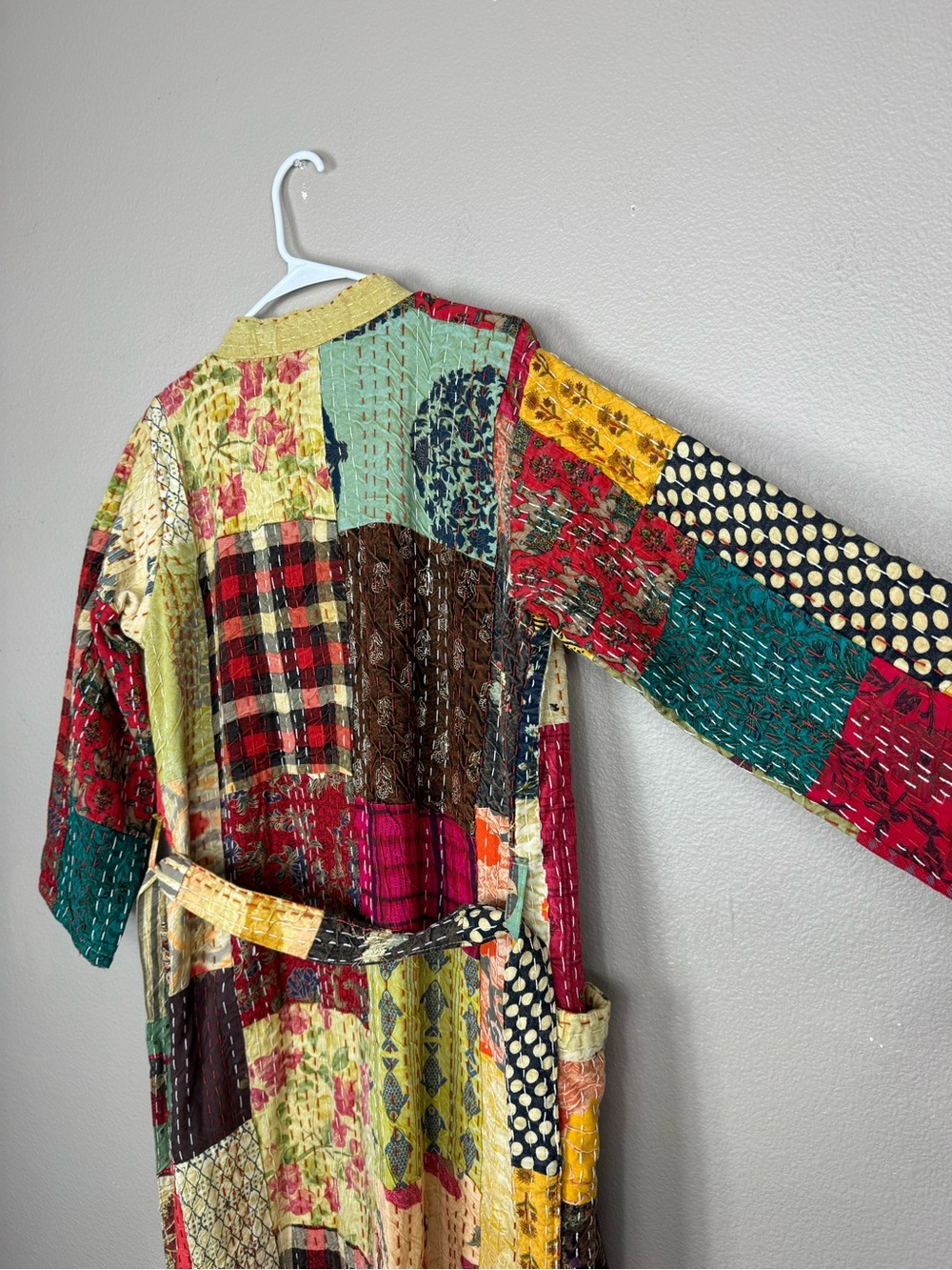 Kantha quilt kimono or robe Boho Indian S-M A - Picture 6 of 10